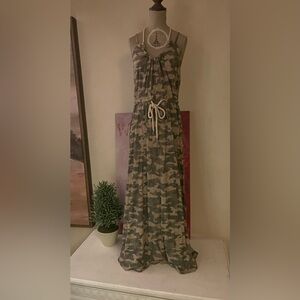 SkinnyGirl Camouflage Maxi Dress with Drawstring